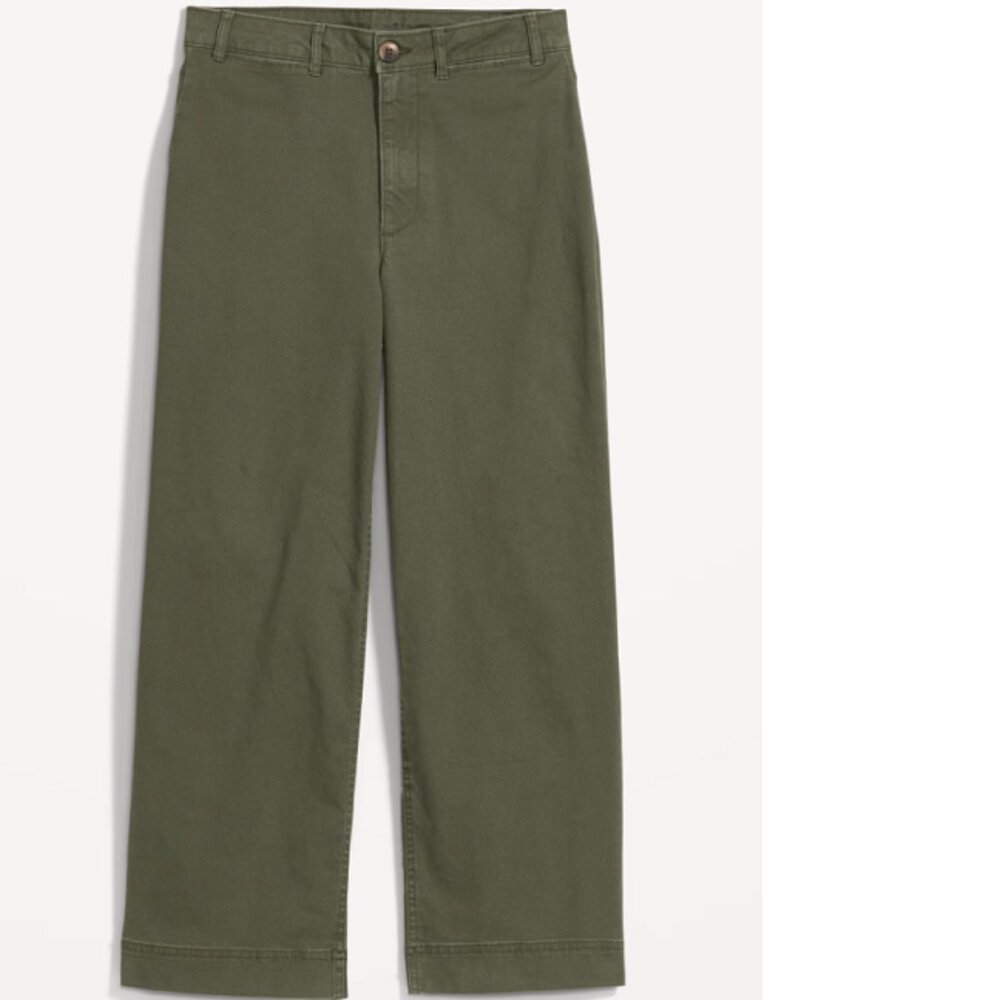 High-Waisted Crop Chino Wide-Leg Pants